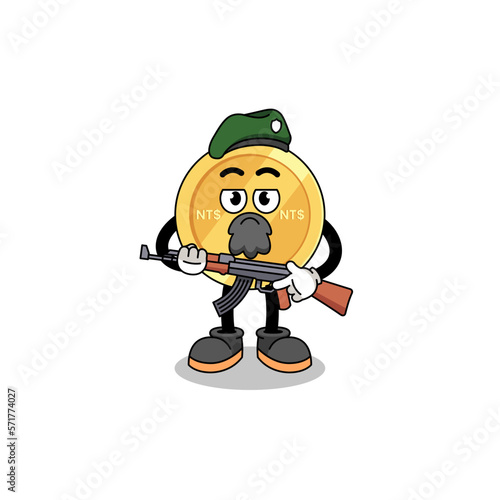Character cartoon of new taiwan dollar as a special force