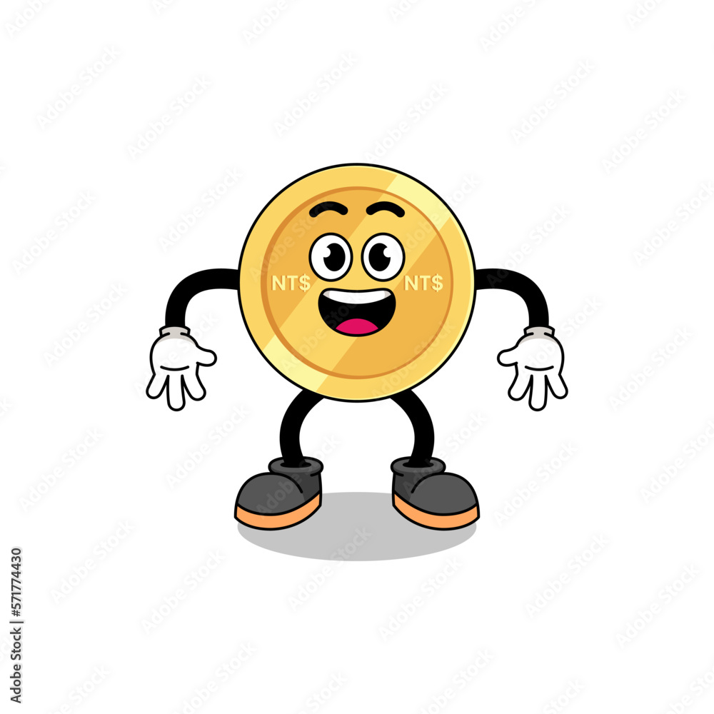 new taiwan dollar cartoon with surprised gesture new taiwan dollar cartoon with surprised gesture
