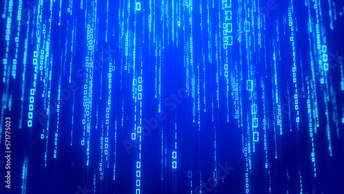 Technology digital data background with binary code falling.