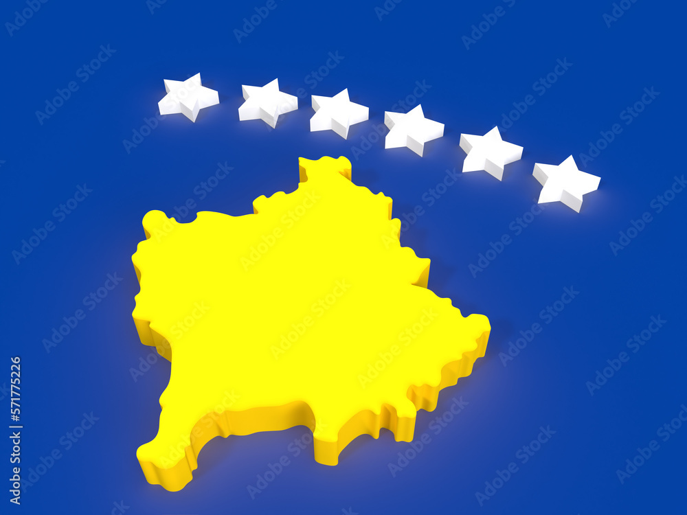 Kosovo flag in 3D from different perspective. Flamuri i Kosoves ne 3D
