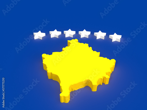 Kosovo flag in 3D from different perspective. Flamuri i Kosoves ne 3D photo