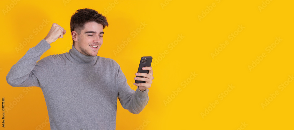 isolated young man with mobile phone isolated young man with mobile phone