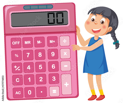 Girl with calculator cartoon