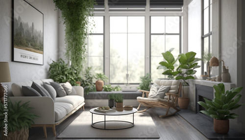 Minimalist living room. Generative AI © Putrasatria