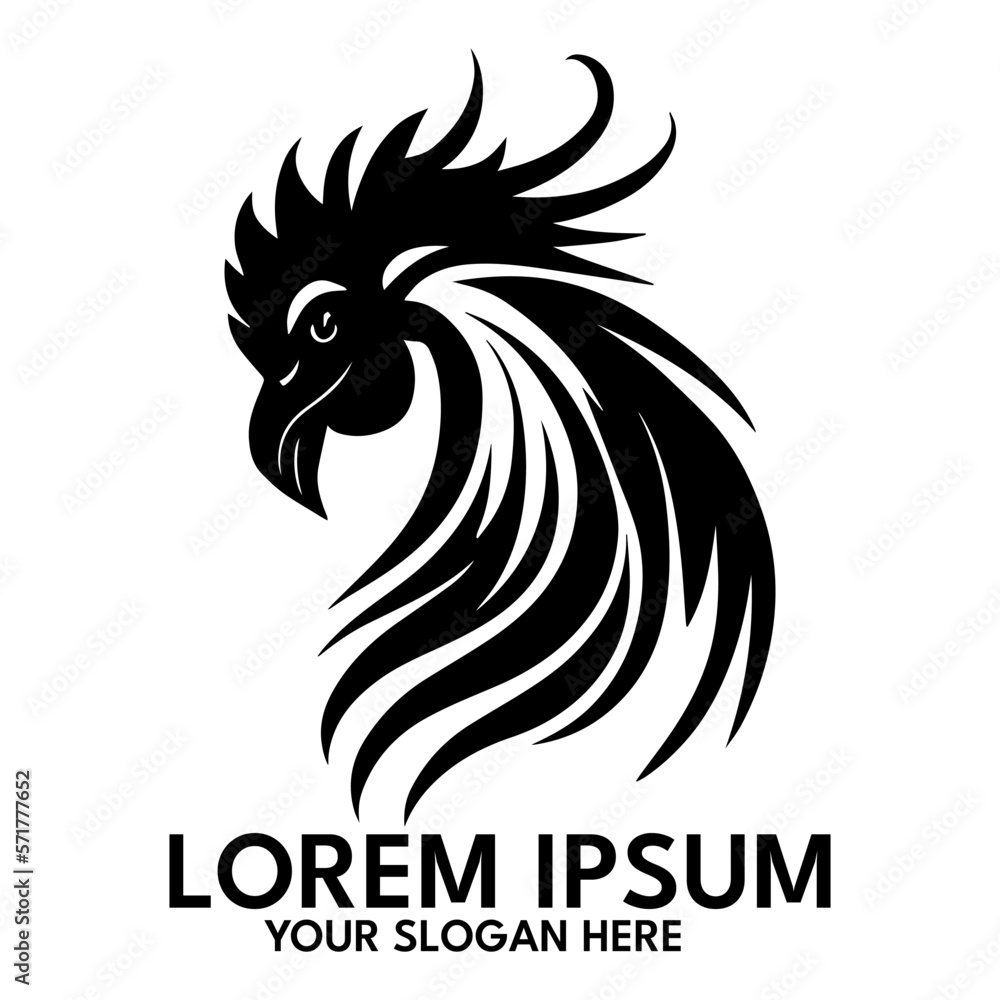 Fototapeta premium Rooster silhouette, logo style vector illustration