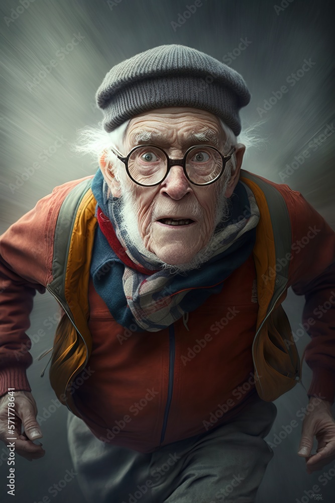 Running old man grandpa granny with strong physic Running old man grandpa granny with strong physic