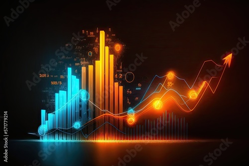 Business digital graph chart in stock trade market. Growth investment. Generative AI