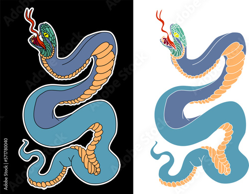 snake cobra tattoo style.Cobra vector.A king Cobra snake with mouth open.Snake cobra illustration.