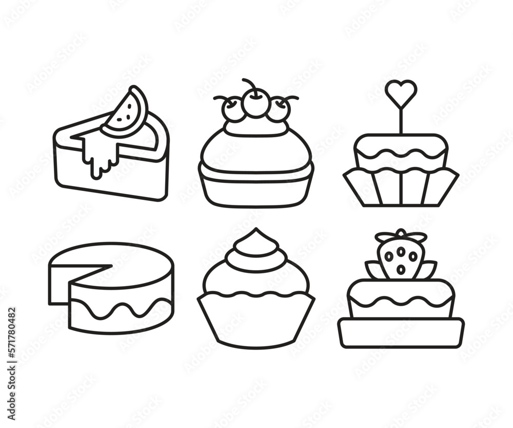 cake and dessert icons set line vector illustration cake and dessert icons set line vector illustration