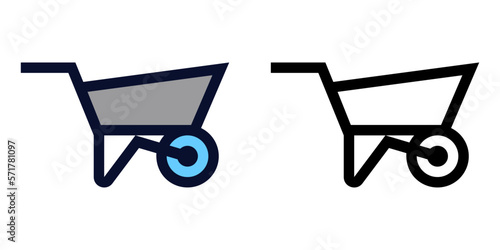 Wheelbarrow. Color and Line Icons