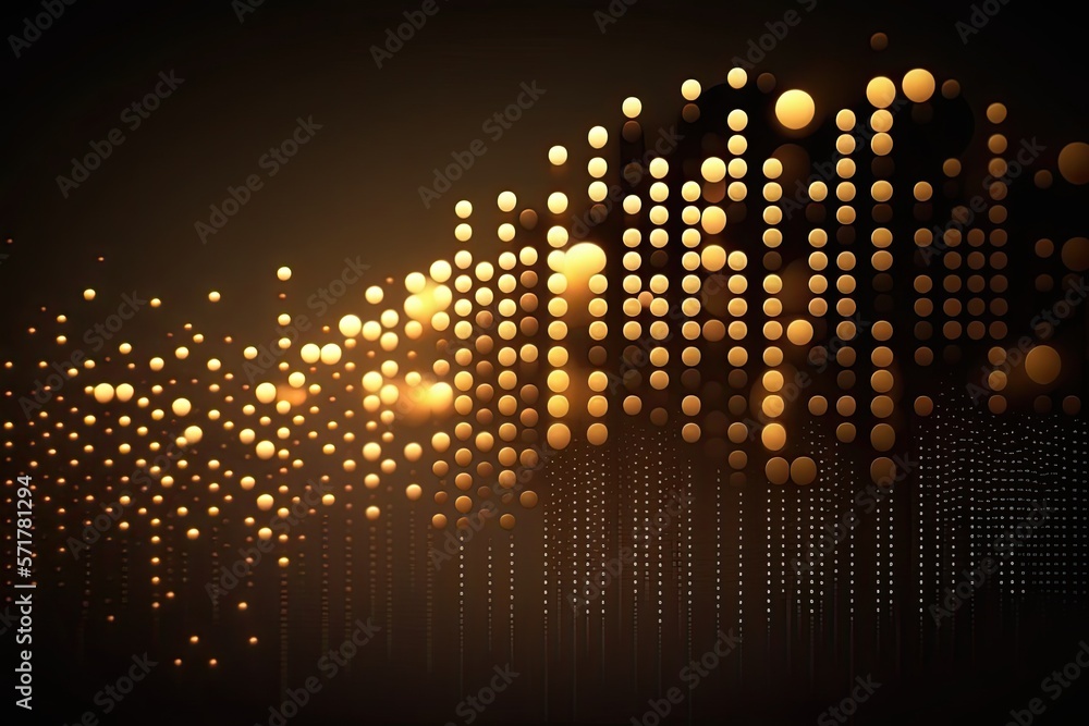 Naklejka premium abstract blue or gold dot moving and growing connecting neural network. Technology background. Digital Big data transfer. Generative AI