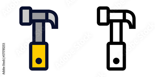 Hammer. Color and Line Icons