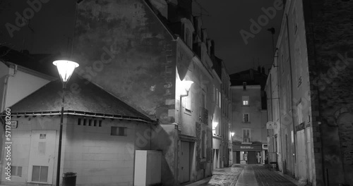 Street In The Historic Center Of Angers At Night In France - wide photo