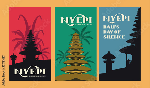 Nyepi poster design for Buddhist commemoration in the city of Bali