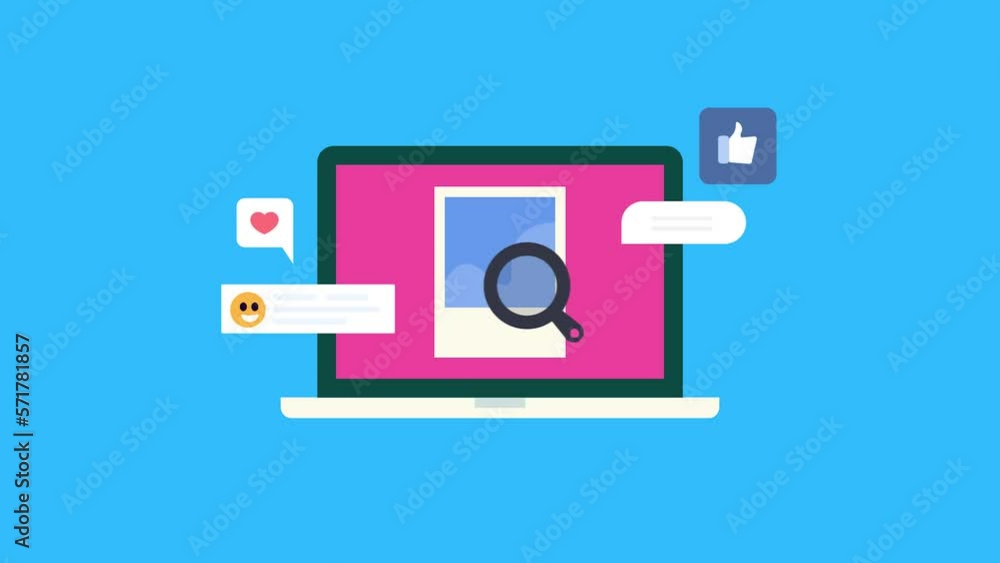 Social media post on laptop screen brings more engagement and search marketing concept, 2d animation video clip. Social media post on laptop screen brings more engagement and search marketing concept, 2d animation video clip.
