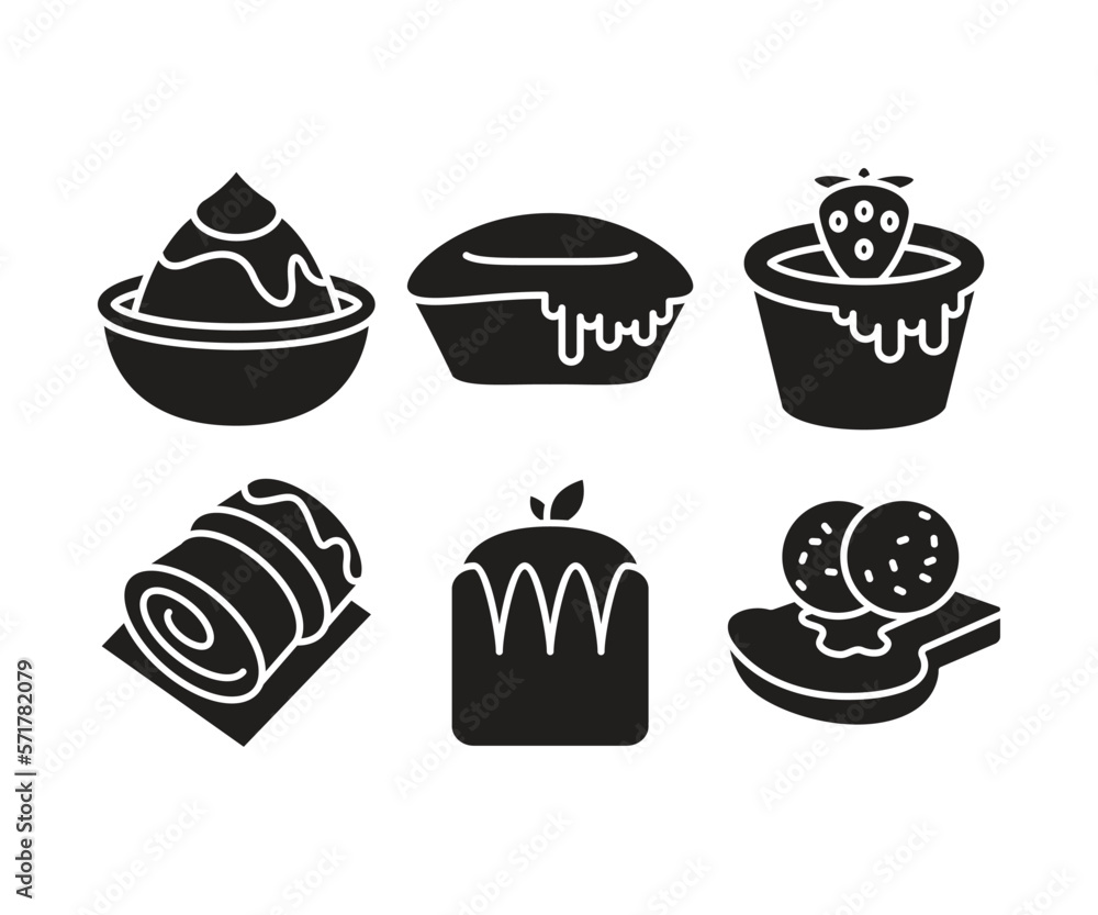 cake and dessert icons set vector illustration