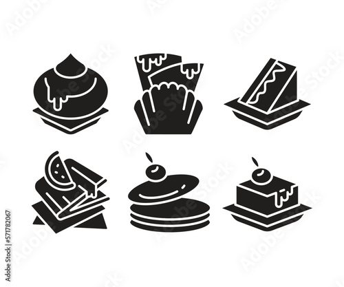 cake and dessert icons set vector illustration