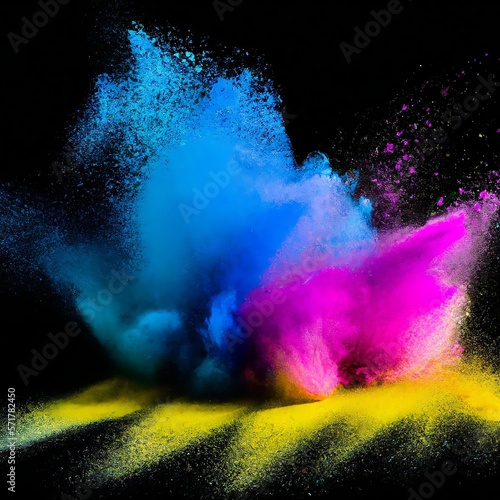 Colourful powder splatter with black background