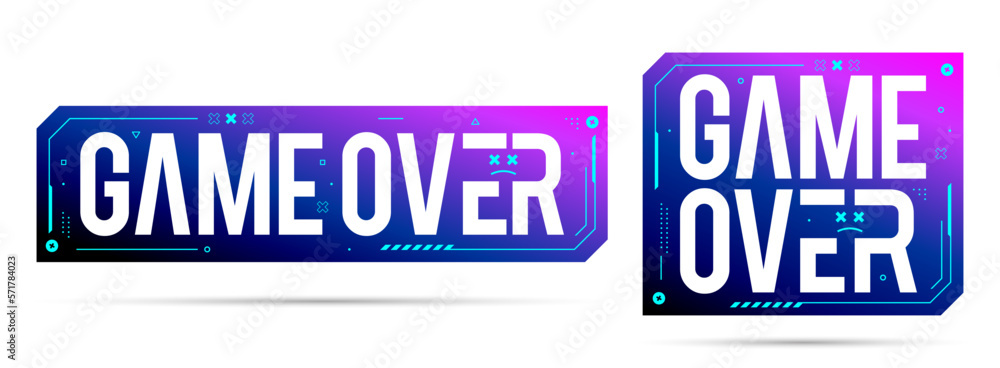 Game Over sign text, game over play. Modern vector icon design. Vector Illustration