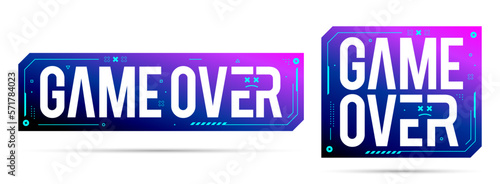 Game Over sign text, game over play. Modern vector icon design. Vector Illustration