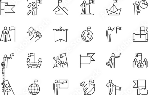 Fotografiet Simple set of outline icons about mission. Business concepts