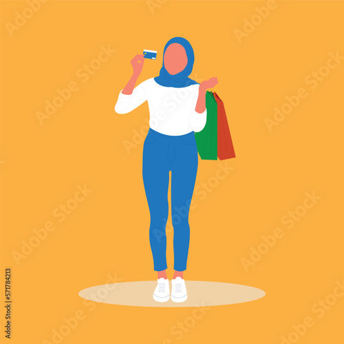 Muslim woman wearing hijab vector illlustration