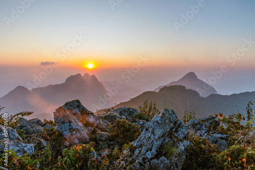 Raylight sunset rock mountains Landscape in thailand.