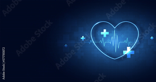 Healthcare heart shape with blue cardio pulse. heartbeat lone, medical abstract background. modern simple design. icon. sign or logo. vector design.