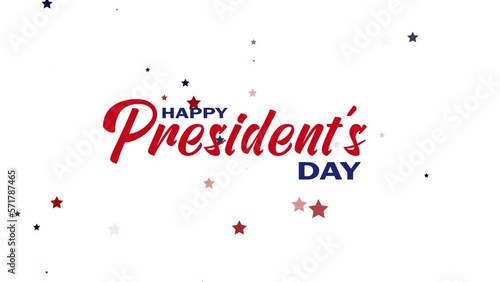 Happy President's Day Handwritten Animated Text with star partikles. 4k video footage, suitable for celebrating Presidents Day. photo