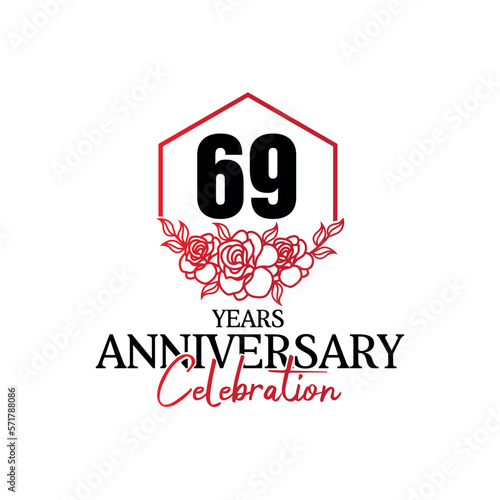 69 years anniversary logo luxurious anniversary vector design celebration