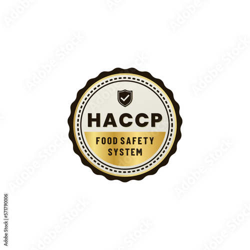HACCP Food Safety Label or HACCP Food Safety Logo Vector Isolated on White Background. HACCP Label vector. HACCP Logo for design about food safety system. Hazard Analysis Critical Control Point Label.