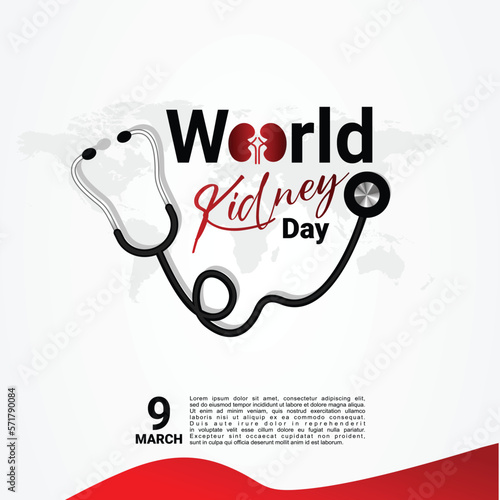 Illustration Of World Kidney Day Poster Or Banner Background.Kidney care logo design. Urology vector design. World kidney day logotype