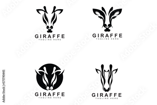 Giraffe Logo Design, Giraffe Head Vector Silhouette, High Neck Animal, Zoo, Tattoo Illustration, Product Brand