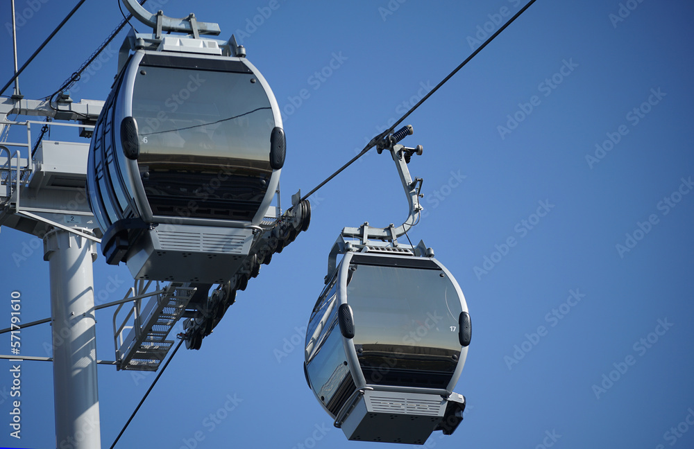Ropeway of the Japanese Yokohama city of the day of the blue sky which it was fine Ropeway of the Japanese Yokohama city of the day of the blue sky which it was fine