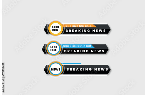 Modern geometric lower third banner template design. Colorful lower thirds set template vector. simple , clean design 