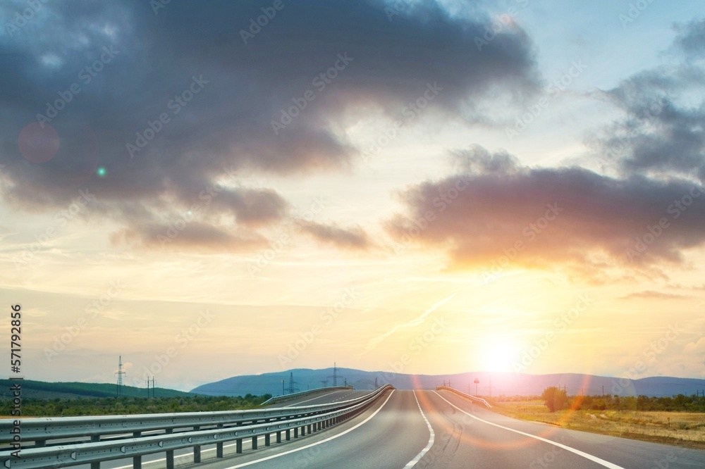 Asphalt road with beautiful sky background