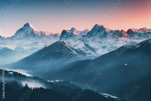 Wallpaper of amazing mountain view background. generative ai