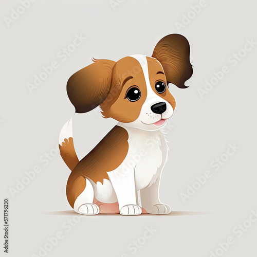 Cartoon character of Dog, white background, vector illustration, Made by AI,Artificial intelligence © waranyu