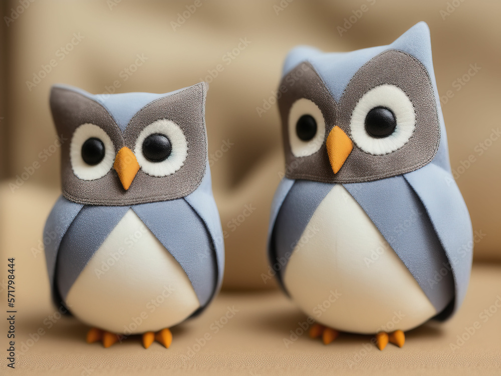 Fototapeta premium Soft toy owl for children. A gift. A souvenir. Generative AI