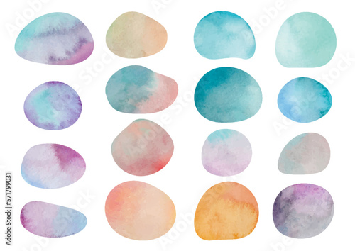 水彩のラフな丸型フレームセット。ベクターデータ。
