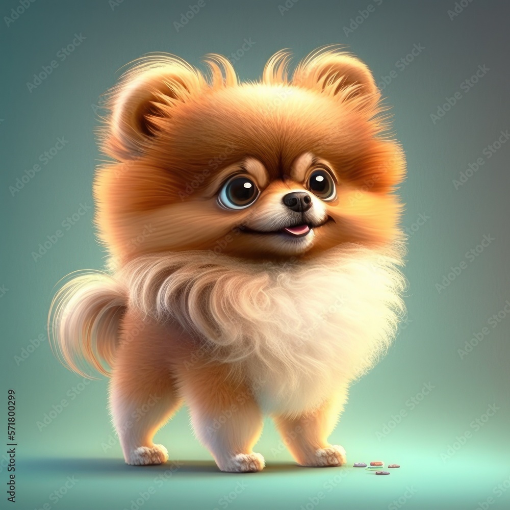 Super Cute Little big eyes dog Rendered in Cartoon Style Generative AI ...