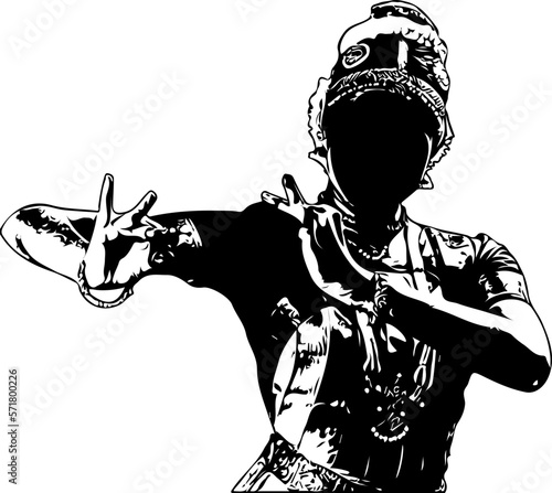 Silhouette of indian woman doing traditional dance form, illustration in the form of an Indian dancing girl , Bharatanatyam dancing girl black and white vector