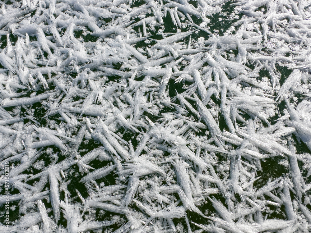 rime texture accumulating on the ice sheet with the effect of cold rime texture accumulating on the ice sheet with the effect of cold