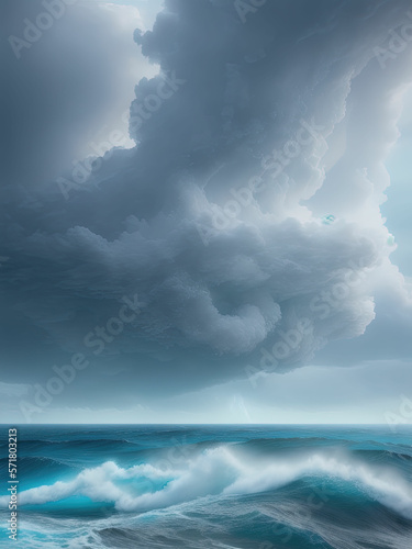 Ocean wave in the ocean during storm. Generative AI