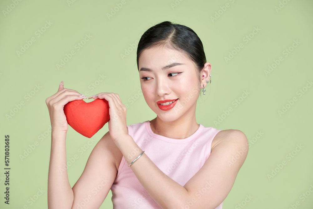 young pretty woman hold small paper heart romantic gift dream young pretty woman hold small paper heart romantic gift dream