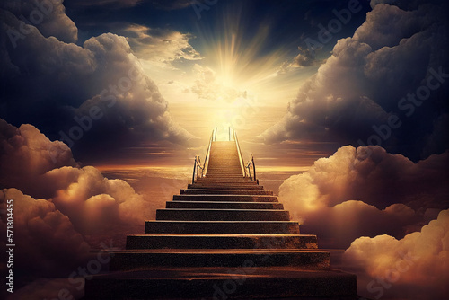 stairway to heaven in glory  gates of Paradise  meeting God  symbol of Christianity  generative ai