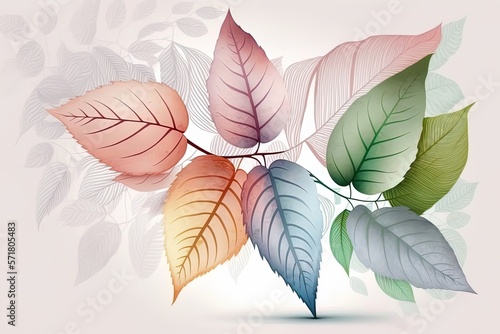 Cute leaf background in soft colors, clean graphic design spaces