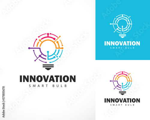 innovation logo creative bulb smart tech connect design concept color