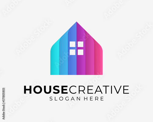 House Colorful Home Bright Color Housing Paint Vibrant Simple Minimal Modern Vector Logo Design