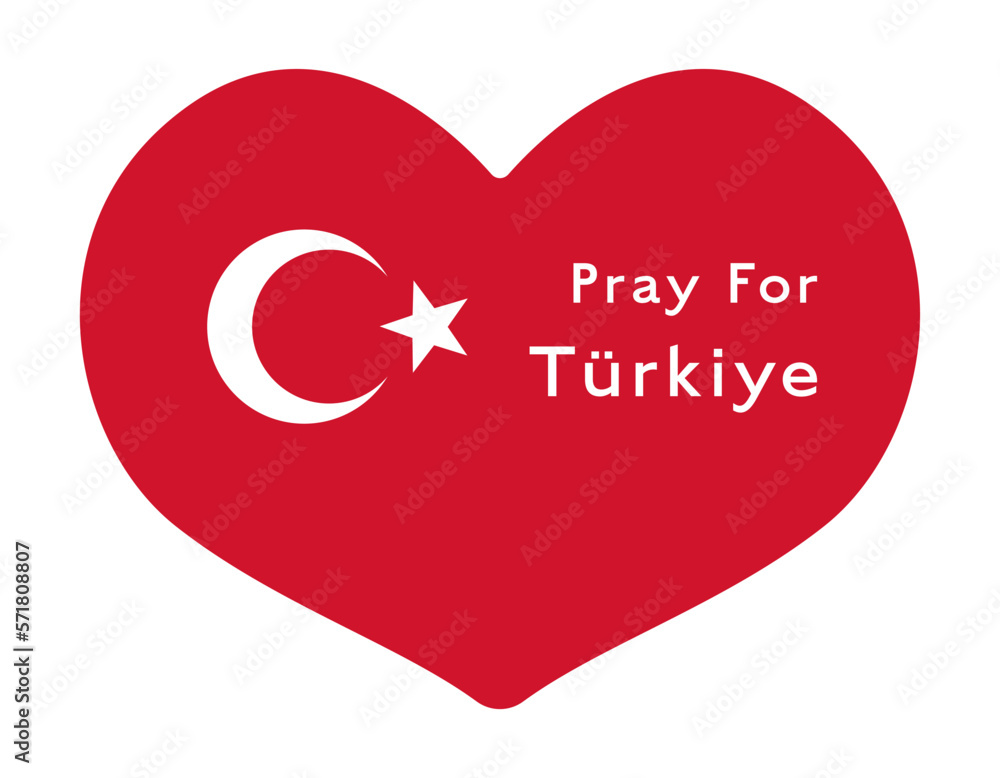 トルコ地震支援 ハート型のトルコ国旗と”Pray for Turkey”の文字 トルコ地震支援 ハート型のトルコ国旗と”Pray for Turkey”の文字